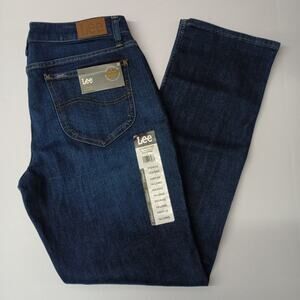 Lee Straight Jeans Women's 14 Long Size 34x32 Blue Mid Rise